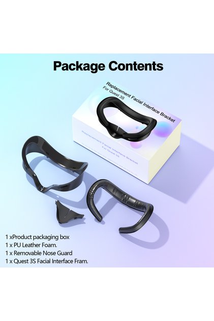 VR Upgraded 3-In-1 Face Mask Cover PU Leather Facial Interface Replacement Pad for Meta Quest 3S - C