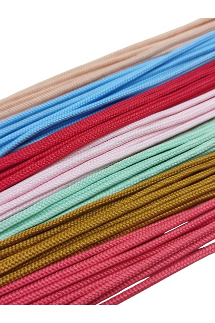 2 mm Paracord Aksesuar Bileklik İpi Karma Paket Düz Renkler 10 Renk 100 Metre