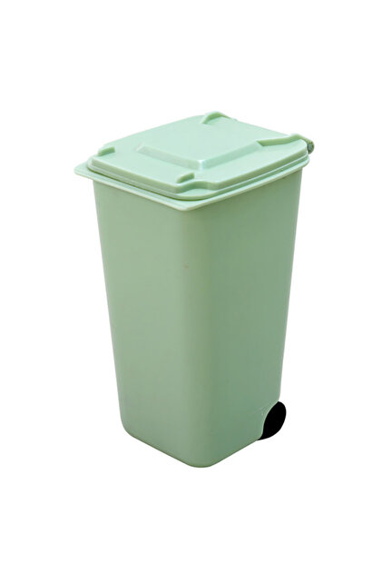 Green B 1Pcs Mini Desktop Trash Can Plastic Waste Bins With Lid Household Clean Trash Desk 10x8x15.5