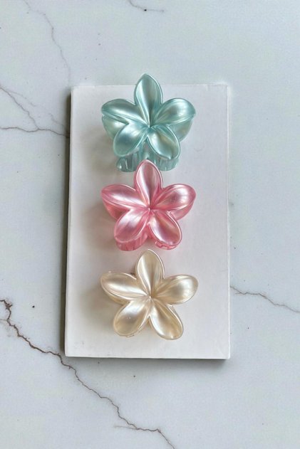 Pearlescent lotus model 3-piece clip buckle set - 3-piece pearlescent lotus buckle