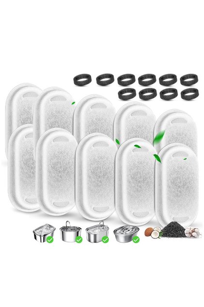 WHITE Ten pack suitable for 12 oz/3.2L and 64 oz/2L pet automatic fountain water dispenser filter ac