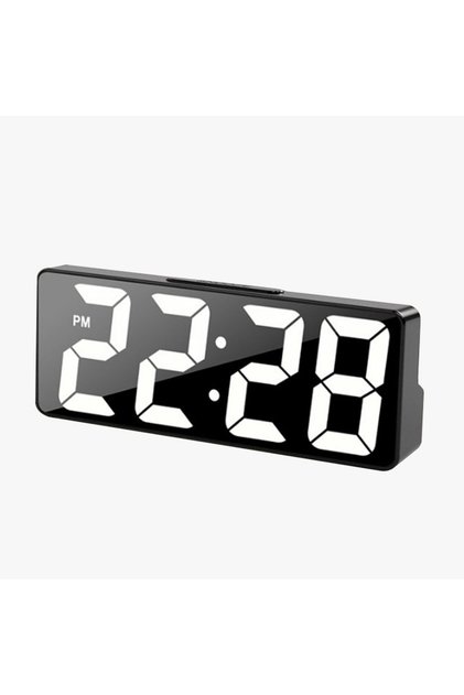 Black LED Digital Alarm Clock Living Room Bedroom Electronic Desktop Clock with Temperature Display