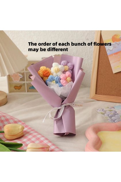 1PC Purple New Handmade Flower Bouquets Mini Crochet Flowers Colorful Artificial Flowers Teacher's D