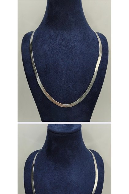 Steel Luxury Italian Model Silver Gold Color Flat Herringbone Chain Necklace