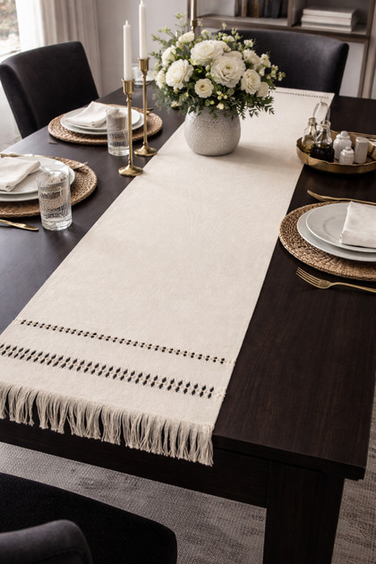 Keten Runner Handmade Craftsmanship Tablecloth Ecru