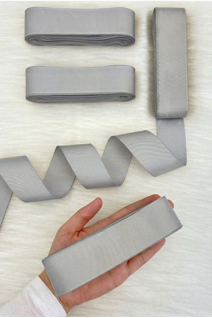 Gray Grogren Ribbon 4 cm 10 Mt, Bohça Dowry Wedding Engagement Birthday Gift Packaging Decoration