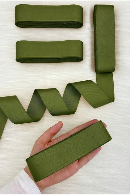 Grass Green Grosgrain Ribbon 4 cm 10 Mt, Bohça Dowry Wedding Engagement Birthday Gift Packaging Decoration