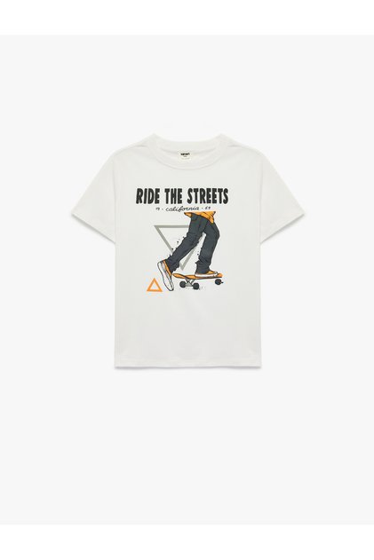T-Shirt Short Sleeve Skateboard Printed Crew Neck Cotton