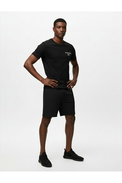 Men'S Black Drawstring Sport Shorts