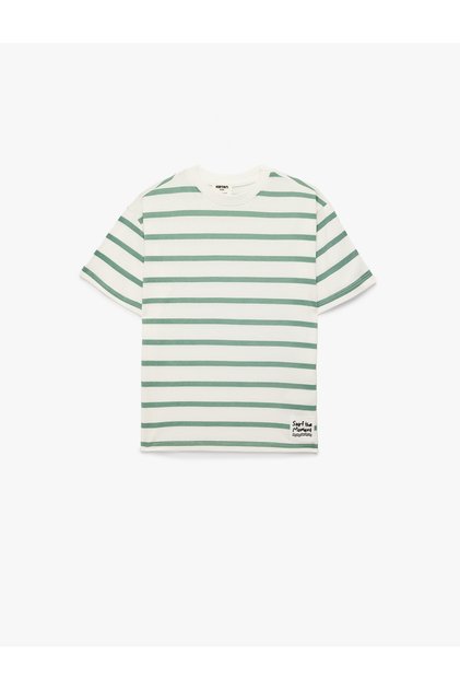 Boy'S White Stripe Cotton Stripe T-Shirt