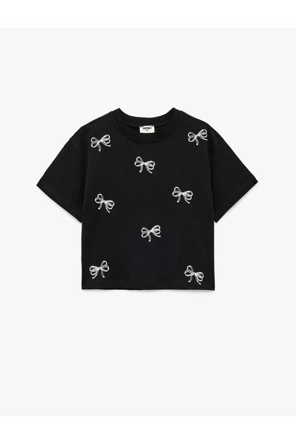 Girl'S Black Cotton T-Shirt