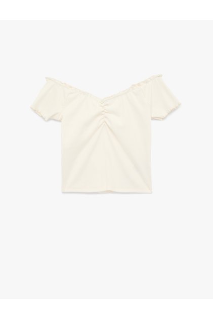 Women'S Ecru V Neck T-Shirt