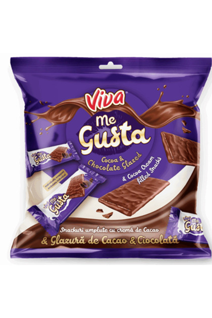 Gustare de cacao cu glazură de ciocolată, 70 g, Me Gusta
