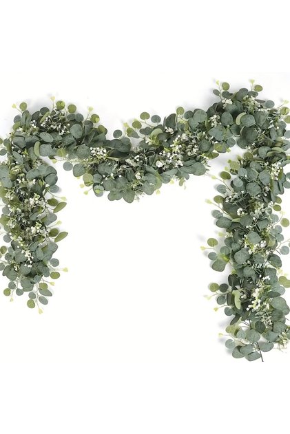 1.8M light green 1pc Artificial Eucalyptus Garland,Realistic Greenery with Flowers & Foliage,No Main
