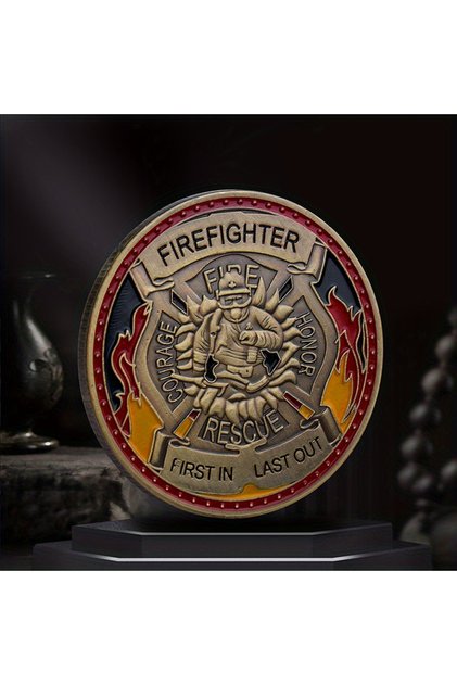 A Firefighting Souvenir Coin, Antique Bronze Commemorative Coin, Challenge Coin