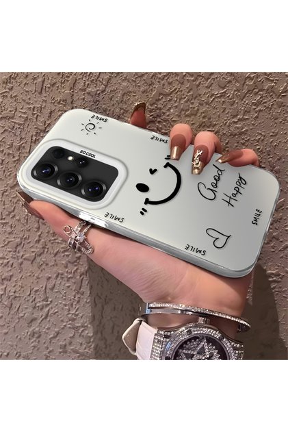 Samsung Galaxy S25 Ultra Compatible Silicone Edge Hard Back Anti-Fall Phone Case with Smile Pattern