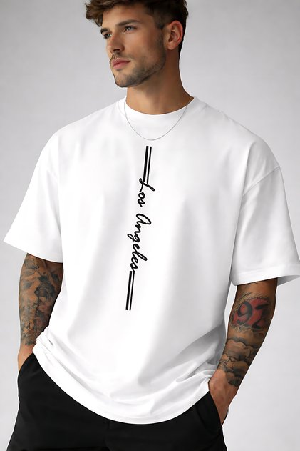Los Angeles Printed Style Cotton Relaxed Fit Round Neck Unisex T-Shirt