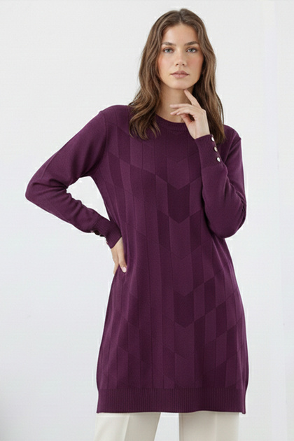 Patterned Tunic N3293 Claret Red