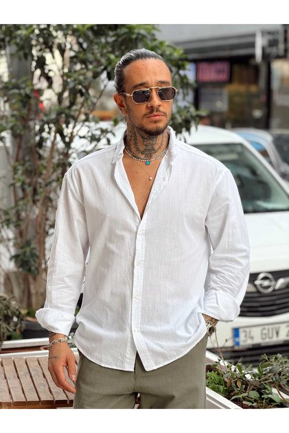 Oversize Fresh Linen Shirt White