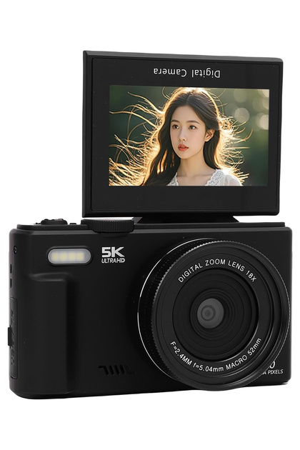 TECHNOMEN 75MP Dijital Kamera 5K Ultra HD Video | 18X Zoom, Flip