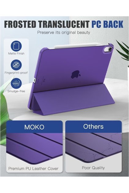 Protective case for 10.9-inch iPad, slim smart cover with stand, dark purple color