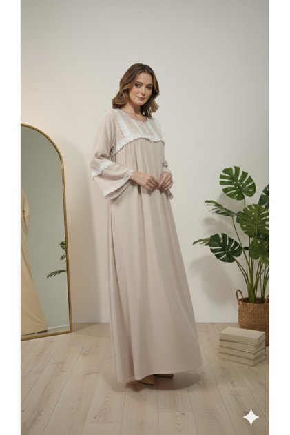 Premium Lace Trim Long Nightgown