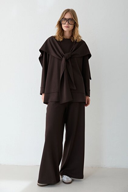 Modal Shawl Set Brown 2695