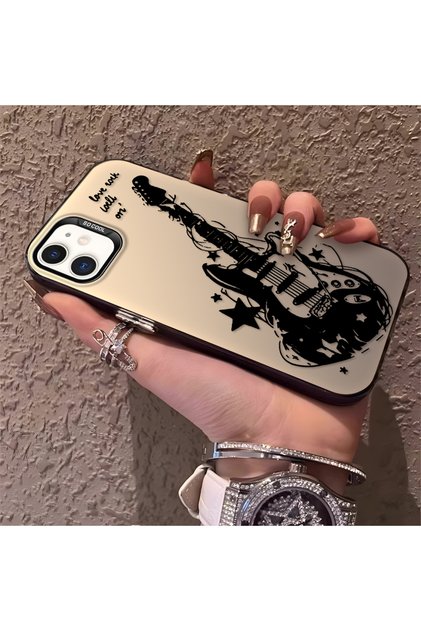 iPhone 11 Compatible Silicone Edge Hard Back Anti-Fall Phone Case with Guitar Pattern