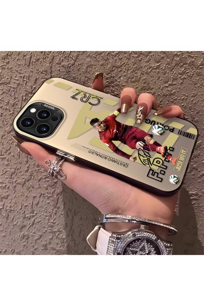 iPhone 16 Pro Max Compatible Silicone Edge Hard Back Anti-Fall Phone Case with Cr7 Pattern