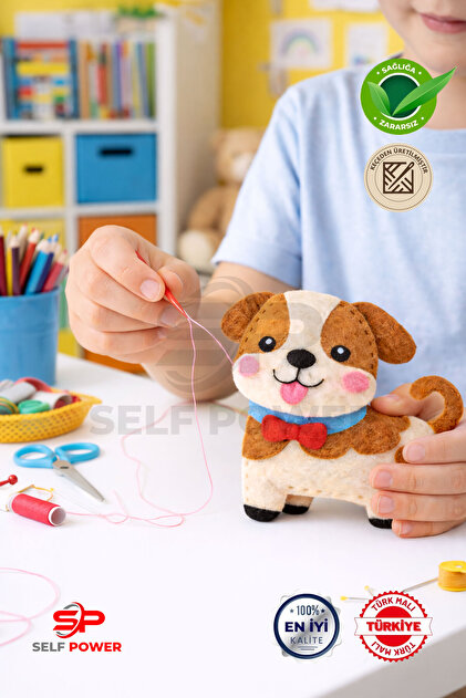 Self Power 1 ADET KÖPEK FİĞÜRLÜ ELYAF DOLDURMALI KEÇE DİKİŞ KİTİ