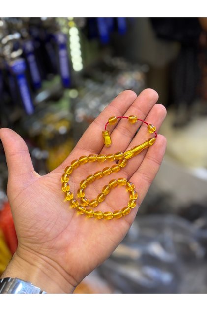 Transparent Yellow Bleeding Stone Ankle Length Prayer Beads / Gift