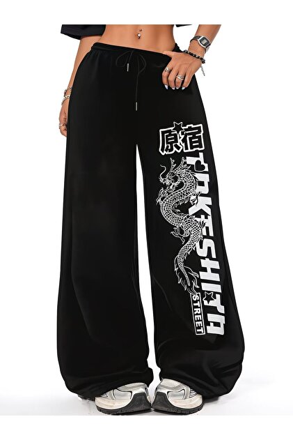 darkopia Unisex Street Dragon Baskılı Baggy Kesim Geniş Paça