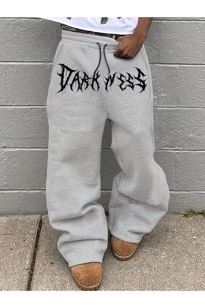 Unisex Darkness Printed Baggy Cut Wide Leg Sweatpants