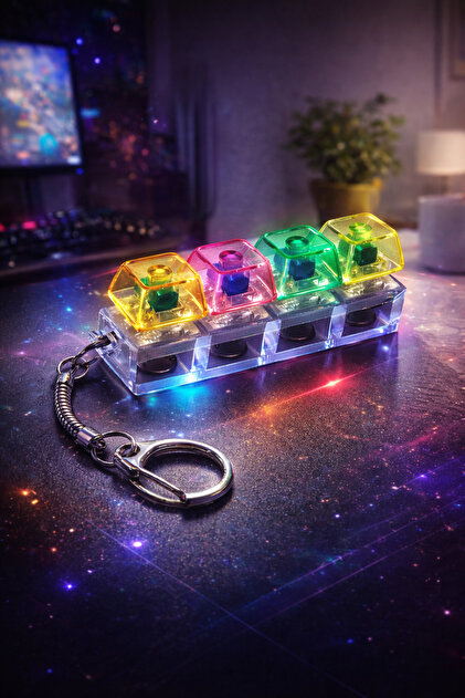 eneci IŞIKLI RGB LED 4 TUŞLU STRES GİDERİCİ OYUNCAK KLAVYE