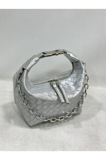 Women's Hand and Shoulder Bag with Poppy Chain Detail