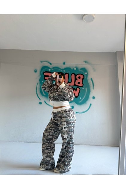 Büyük Beden Yeşil Kamuflaj Takım