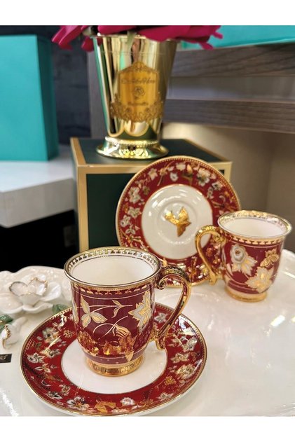 ESTERHOMEDECOR porcelain coffee cup set for 6 people