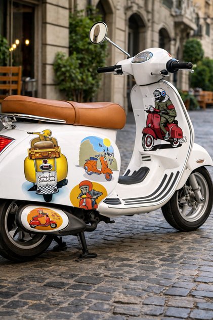 Vespa Scooter Sticker Set 20x25 cm | Retro İtalyan Tarzı