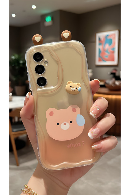 Cute Confused Bear Figure Wavy Edge Design Case Compatible with Realme C65