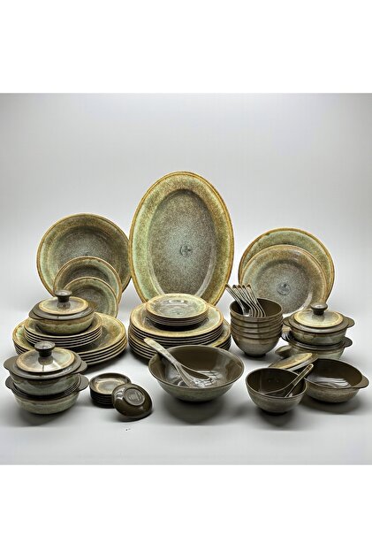 Luxury 57-piece melamine dinner set for 6 people, marble color, dishwasher safe, break-resistant, high quality