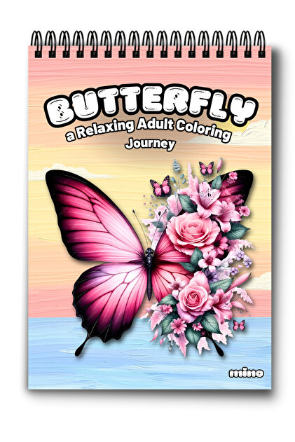 Carte de Colorat Antistres Butterfly - 50 ilustratii Mindfulness - Carte Colorat pentru Adulti Mino®