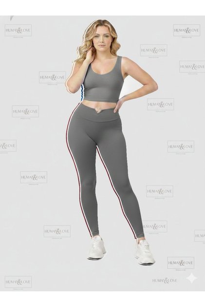 Heart-Detail Leggings and Strappy Crop Top