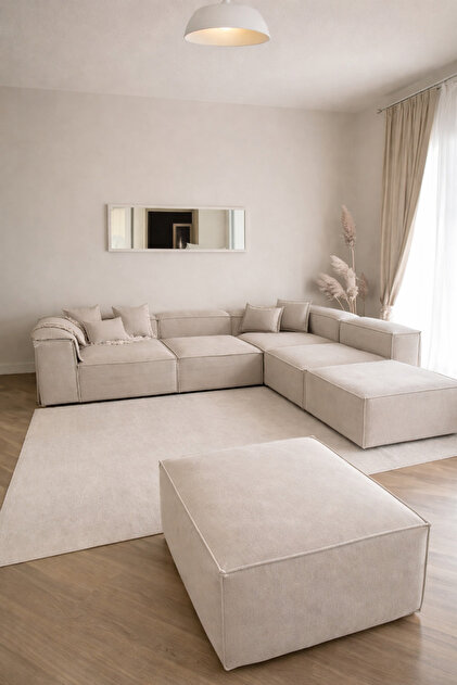 Haliloğlu Relax Soft 6 Modül Köşe Takımı (Krem) Babyface 03, (2
