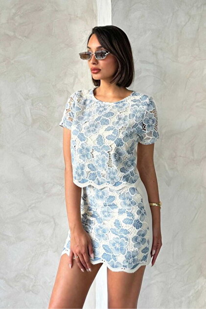 Lace Blouse - Blue | D2768 - Blue