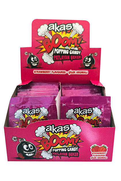 akaş Akaç Boom Cola and Strawberry Flavored Exploding Candy 4 Gr