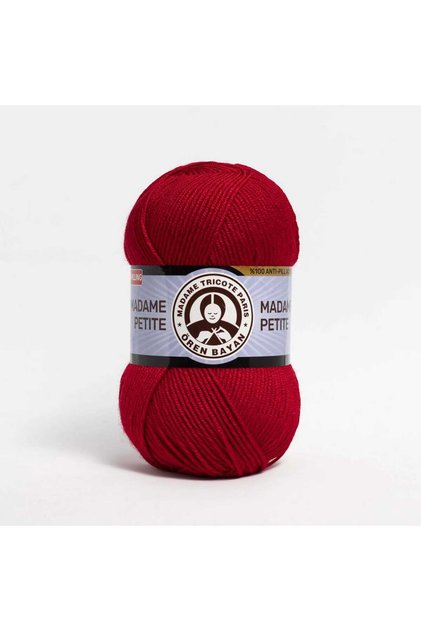 Madame Petite 33 -Red Anti-Pilling Hand Knitting Yarn, (100 Gr. 250 Meters. 100% Acrylic) Cardigan, Sweater, Shawl, Knitting Yarn
