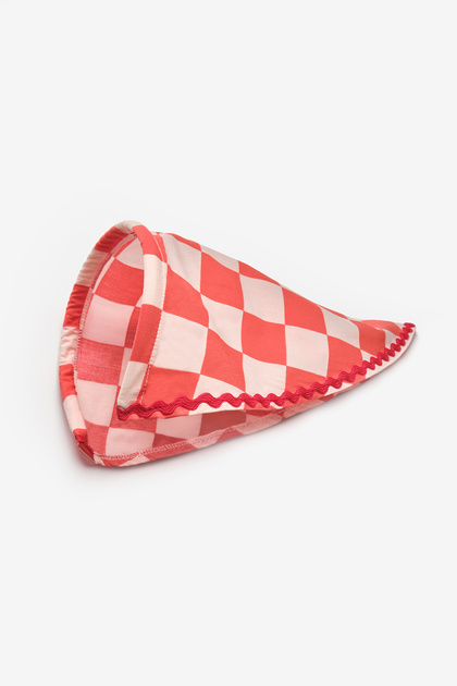 Red Checkered Patterned Girl's Triangle Bandana Crown