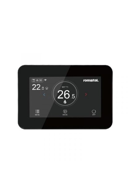 Termostat digital cu fir, pentru pardoseala, Romstal EcoHeat 300, NEGRU, Afisaj Mare, HT-CS03, conectare la internet WIFI, pt doza, programabil, alimentare 230V