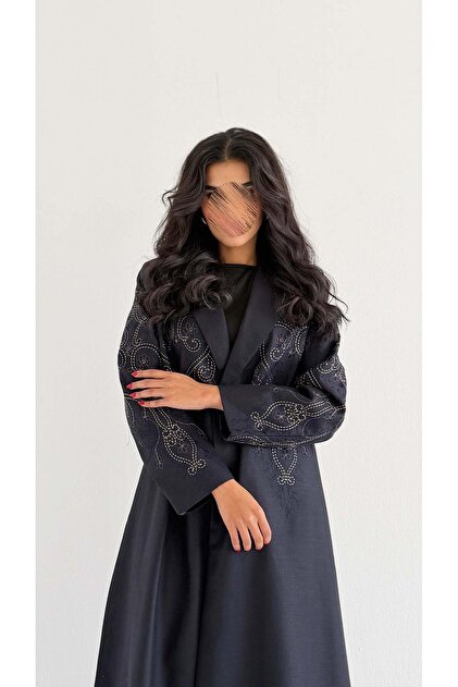 MW2038 - Puffer blazer abaya with added embroidery