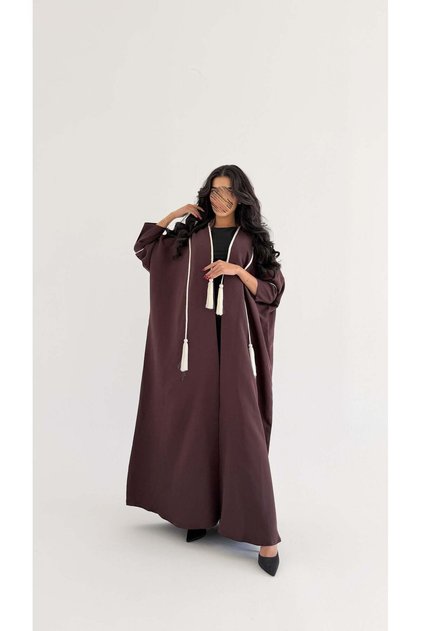 MWT1022 - عبايه كريب مع تدخيله دندوشة بيج